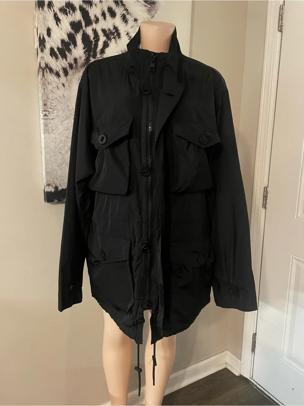 New Michael Kors Black Men's multi pocket Utility Field Jacket military size XL